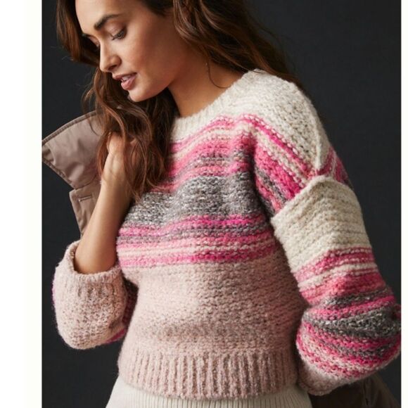 Anthropologie Pilcro Women’s Crewneck Pullover Sweater stripped wool size small! - Picture 3 of 14